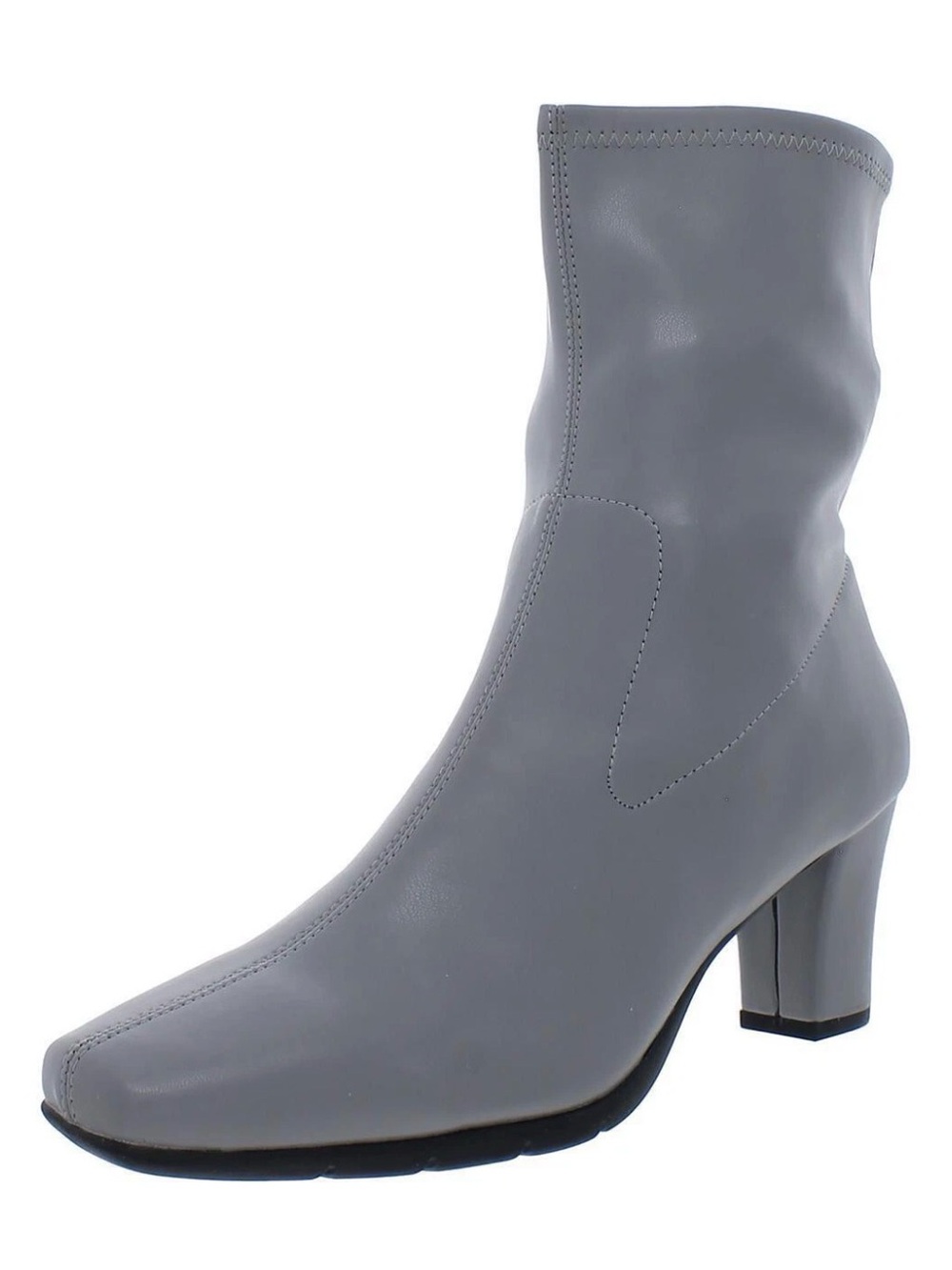 Sleek Tailored Aerosoles Cinnamon Mid-Calf Squared Toe Gray 3” Heel Boot Sz 8.5